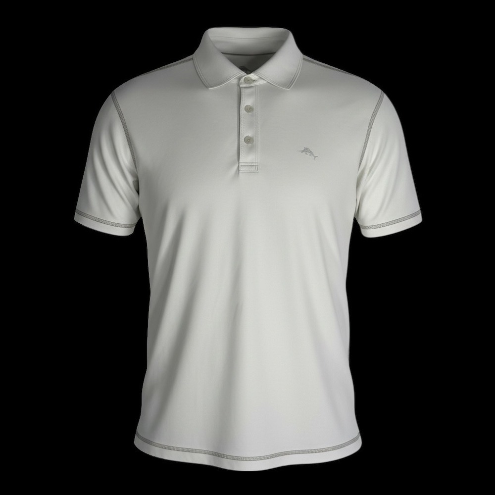 Tommy Bahama Mens Polo Shirt Large Light Gray Short‎ Sleeve Casual Golf